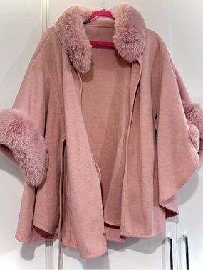 Chicwish light pink faux fur shawl/coat